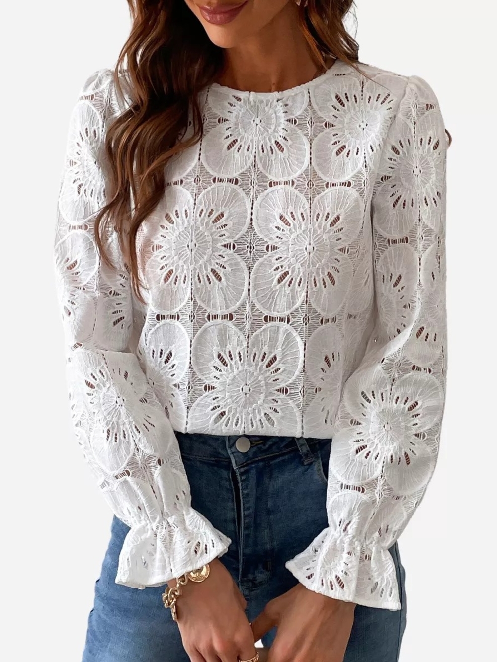 Women's Cupshe Embroidered Floral Blouse Size M